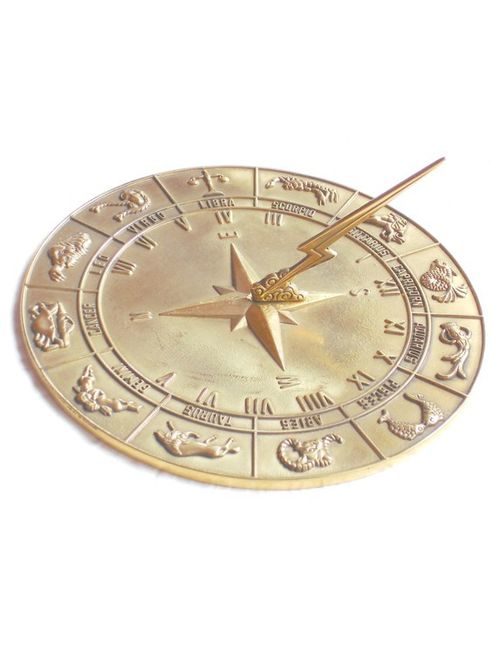 Zodiac Polished Brass Sundial